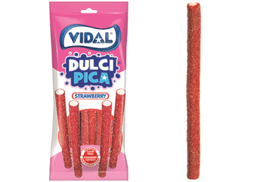 Vidal Sour Stawberry Pencils Bag 90g (Case of 14)