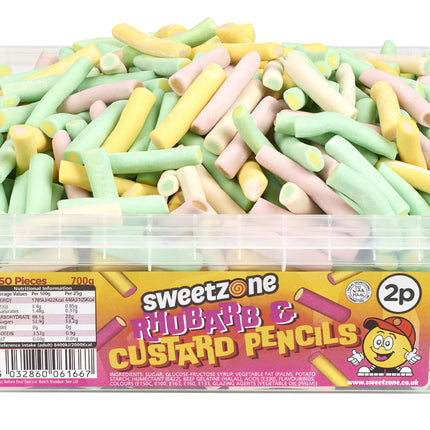 Sweetzone Rhubarb & Custard Pencils Tub 700g