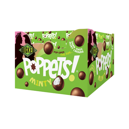 Poppets Minty Dark Chocolate Coated Mint Creams Box 40g (Case of 36)