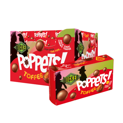 Poppets Milk Chocolate Coated Chewy Toffee Box 39g (Case of 36)