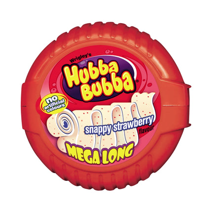 Hubba Bubba Snappy Strawberry Bubblegum Mega Long Tape 56g (Case of 12)