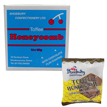 Shoebury Chocolate Honeycomb Cinder Toffee Bags 150g (Case of 14)