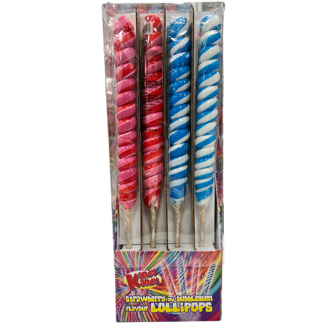Kandy Kandy Twist Lolly Bubblegum & Strawberry 80g (Case of 24)
