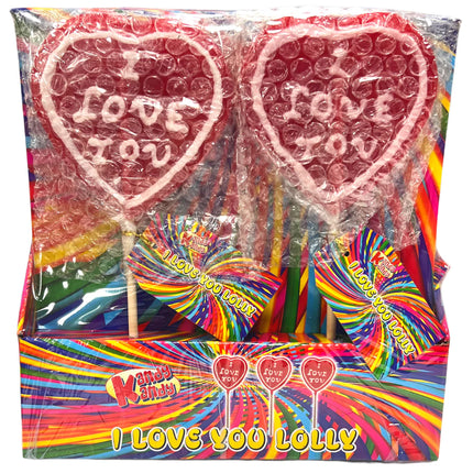 Kandy Kandy Rock Pop I Love You Heart Lolly 100g (Case of 18)