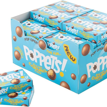 Poppets Milk Chocolate Coated Salted Caramel Fudge Box 40g (Case of 36)
