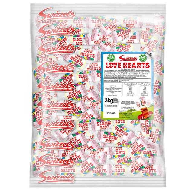 Swizzels Love Heart Mini Rolls Bag 3kg