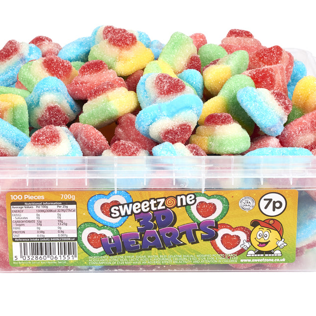 Sweetzone Fizzy 3D Hearts Tub 700g
