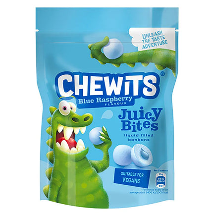 Chewits Juicy Bites Blue Raspberry Bag 115g (Case of 10)