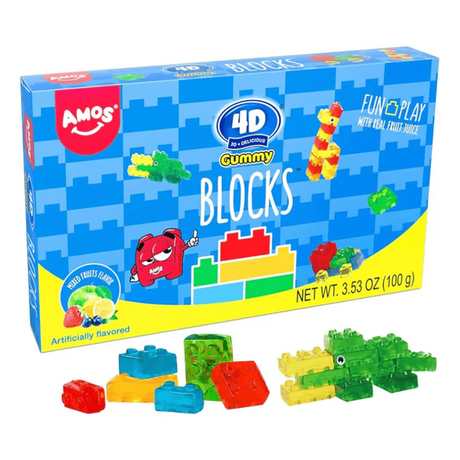 Amos 4D Gummy Blocks Theatre Box (100g) Case of 12