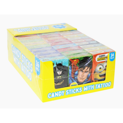 Bip License Mix Candy Sticks With Tattoo 28g (Case of 36)
