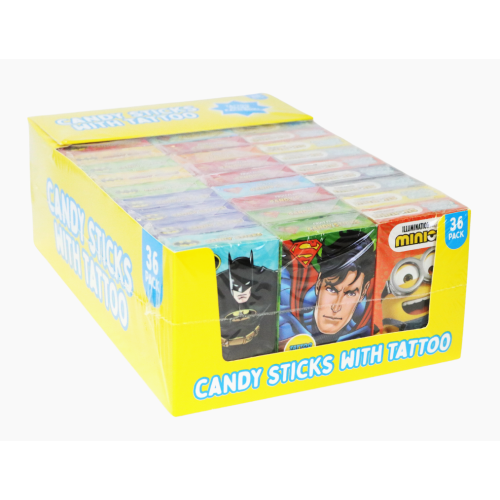 Bip License Mix Candy Sticks With Tattoo 28g (Case of 36)