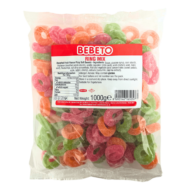 Bebeto Assorted Fizzy Rings Bag 1kg