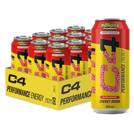 C4 Energy Millions Strawberry Zero Sugar Can 500ml PMP £1.59 (Case of 12)