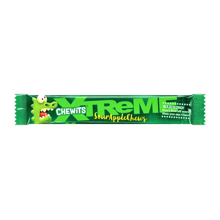 Chewits Xtreme Sour Apple Sticks 34g (Case of 24)
