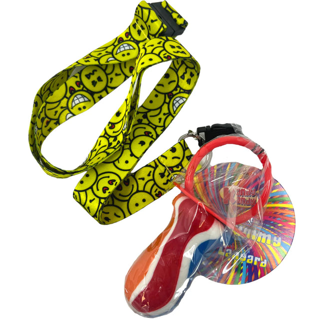 SoSweet Rock Lollipop Lanyard Coloured Emoji 60g (Case of 36)
