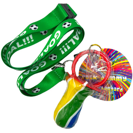 SoSweet Rock Lollipop Lanyard Football 60g (Case of 36)