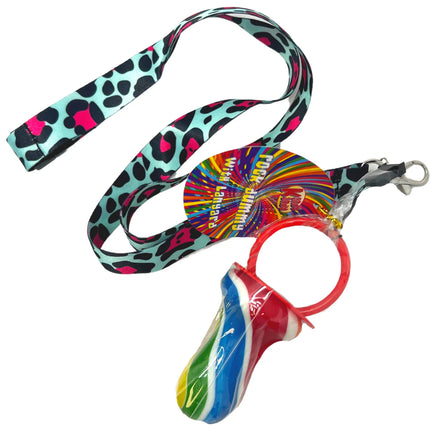 SoSweet Rock Lollipop Lanyard Green Leopard 60g (Case of 36)