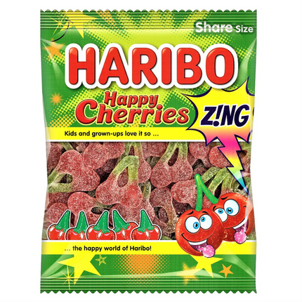 Haribo Happy Cherries Zing Bag 160g (Case of 12)