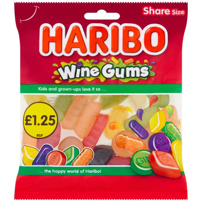 Haribo Wine Gums Bag 140g PMP £1.25 (Case of 12)