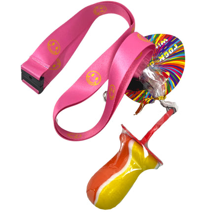 SoSweet Rock Lollipop Lanyard Pink Smiley 60g (Case of 36)