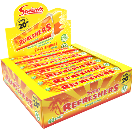 Swizzels Chew Bars Refresher Tropical 18g PMP 20p (Case of 60)
