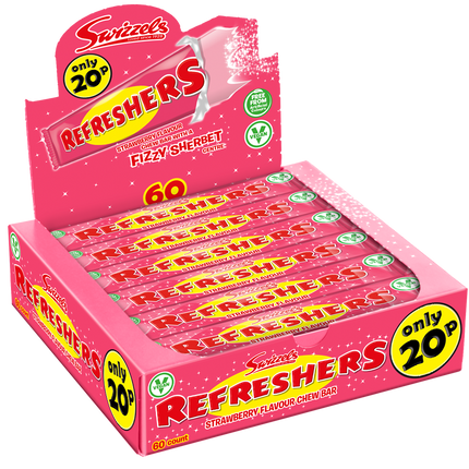 Swizzels Refreshers Strawberry Chew Bar 18g PMP 20p (Case of 60)
