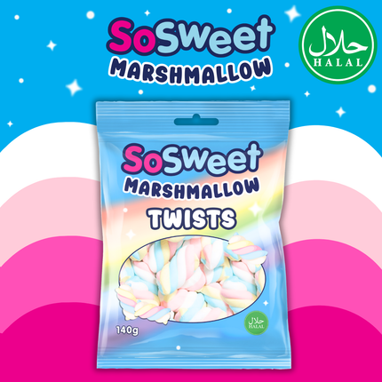 SoSweet Marshmallow Twists Bag 140g (Case of 12)