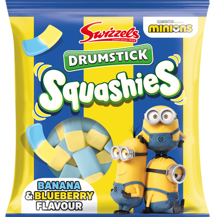 Swizzels Squashies Drumstick Minions Banana & Blueberry Bag 120g (Case of 12)