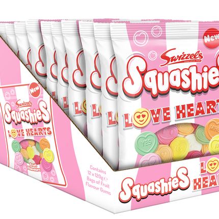 Swizzels Squashies Love Hearts Bag 120g (Case of 12)