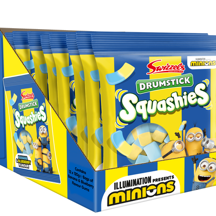 Swizzels Squashies Drumstick Minions Banana & Blueberry Bag 120g (Case of 12)
