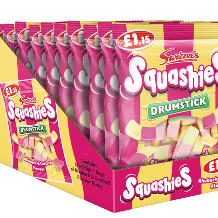 Swizzels Squashies Drumstick Rhubarb & Custard 120g PMP £1.15 (Case of 12)