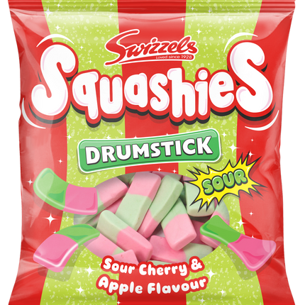 Swizzels Squashies Drumstick Sour Cherry & Apple Bag 120g (Case of 12)