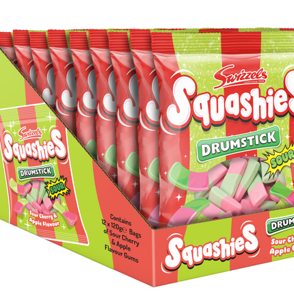 Swizzels Squashies Drumstick Sour Cherry & Apple Bag 120g (Case of 12)