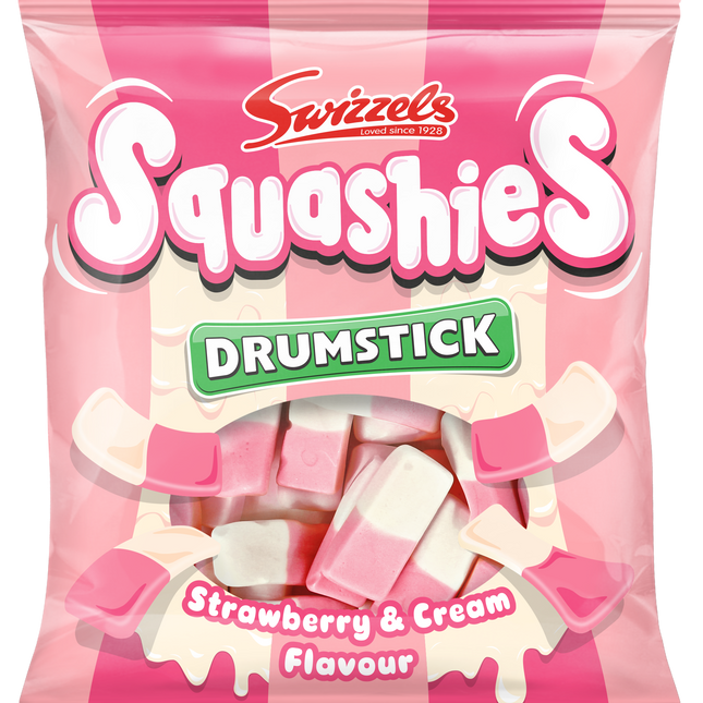 Swizzels Squashies Drumstick Strawberry & Cream Bag 120g (Case of 12)