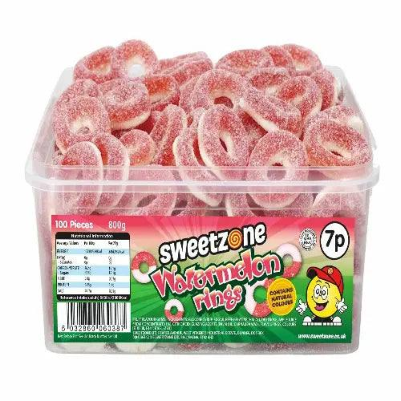 Watermelon Rings Sweets Sweetzone Watermelon Rings Tub 800g – SoSweet Wholesale