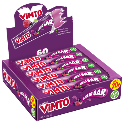 Swizzels Vimto Chew Bars 18g PMP 20p (Case of 60)