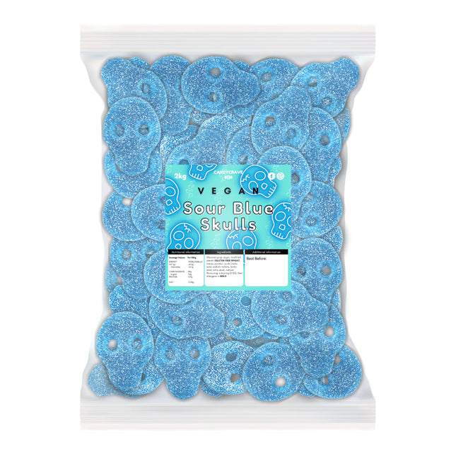 CandyCrave Vegan Sour Blue Skulls Bag 2kg