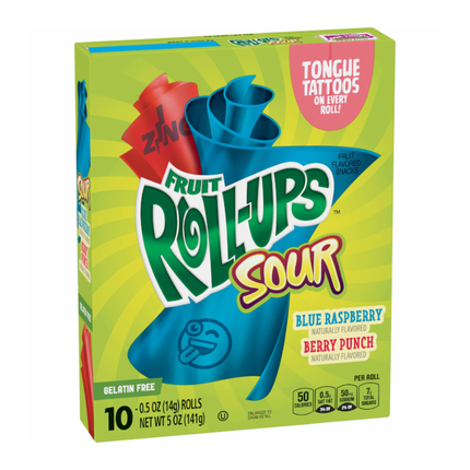 Betty Crocker Fruit Roll Ups Sour 141g (Case of 10)