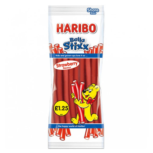 Haribo Balla Stixx Strawb Bag 140g PMP £1.25 (Case of 12)