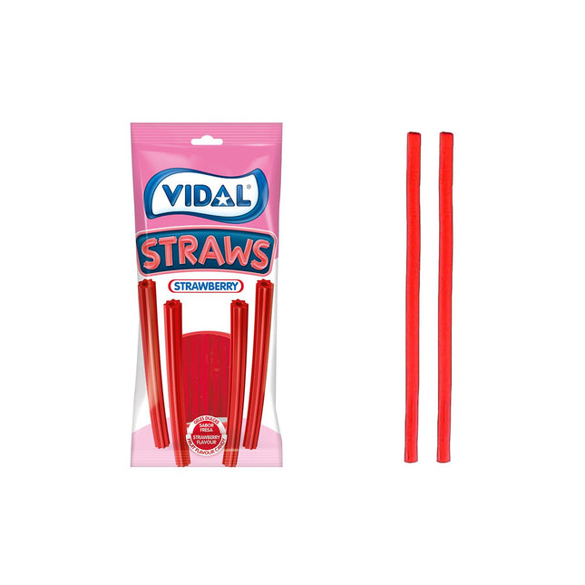 Vidal Strawberry Straws Bag 90g (Case of 14)