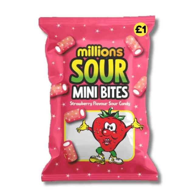 Millions Bags Sour Strawberry Mini Bites (140g) PMP £1 (case of 12)