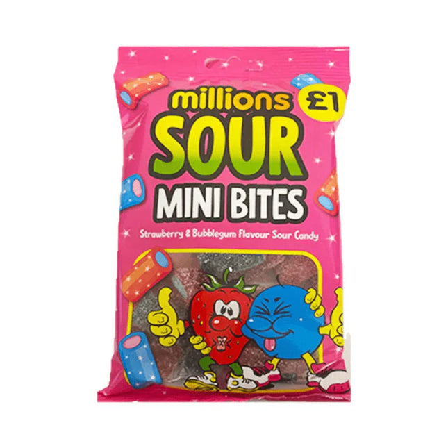 Millions Bags Sour Strubblegum Mini Bites (140g) PMP £1 (case of 12)