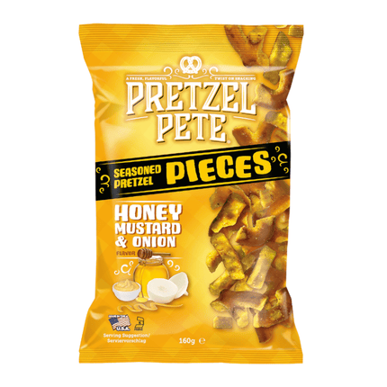Pretzel Pete Honey Mustard & Onion Pretzel Pieces 160g (Case of 8)