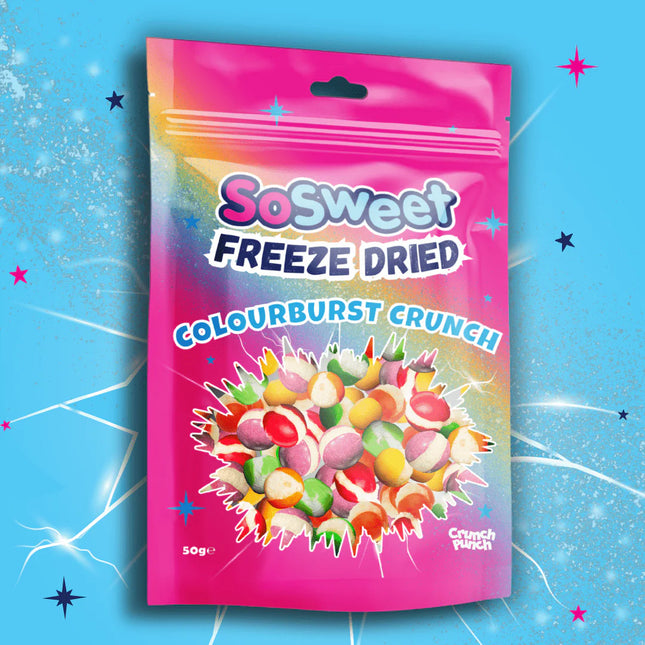 SoSweet Freeze Dried Sweets Colourburst Crunch Pouch 50g (Case of 12)