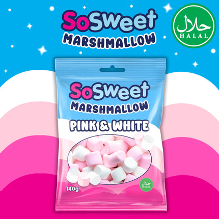 SoSweet Marshmallow Pink & White Bag 140g (Case of 12)