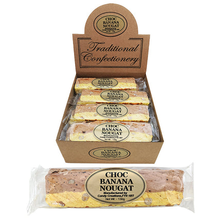 Candy Creations Nougat Bar Chocolate Banana 130g (Case of 16)