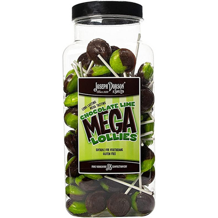 Dobsons Chocolate Lime Mega Lollies Jar (90 Lollys)