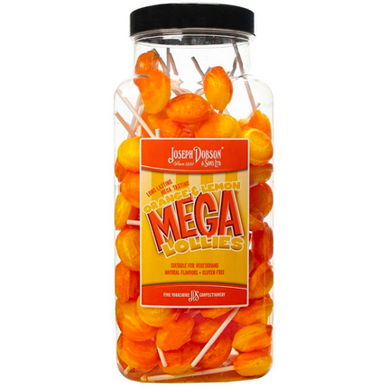 Dobsons Orange and Lemon Mega Lollies Jar (90 Lollys)