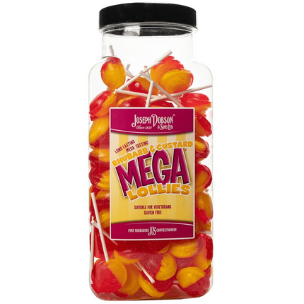 Dobsons Rhubarb and Custard Mega Lollies Jar (90 Lollys)