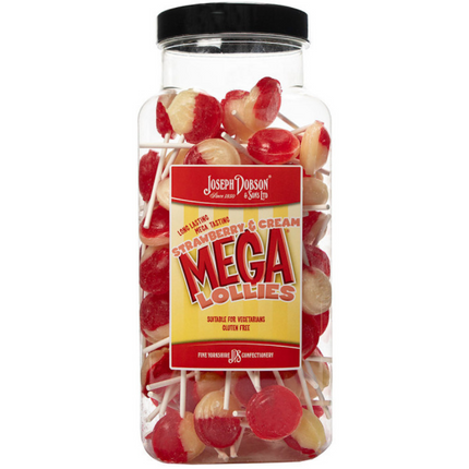 Dobsons Strawberry & Cream Mega Lollies Jar (90 Lollys)